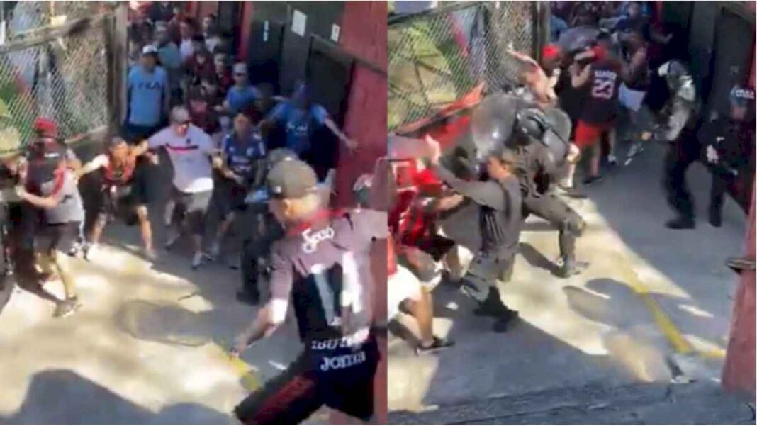 ascenso-violento:-barras-de-defensores-de-belgrano-se-enfrentaron-brutalmente-y-14-policias-resultaron-heridos