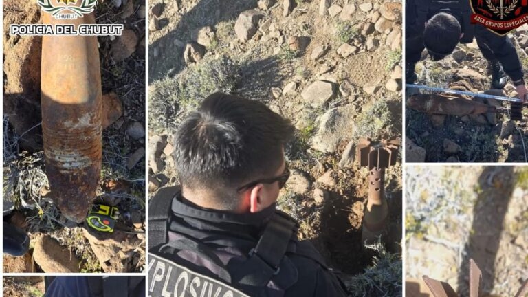 Hallan un proyectil de mortero en un campo de la ruta 26