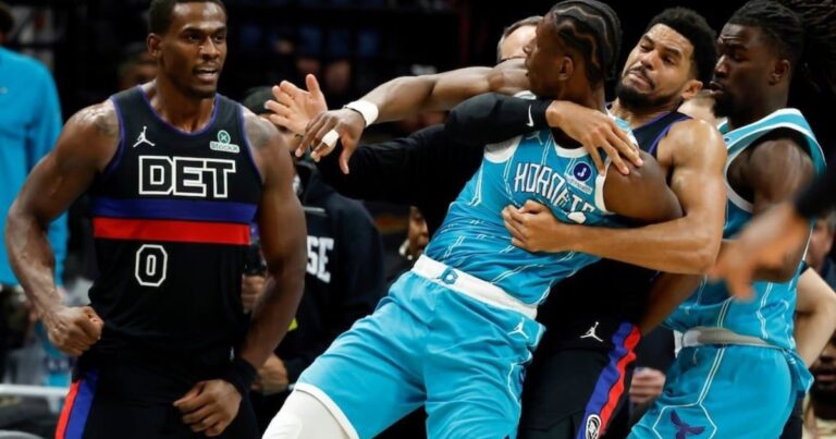 La NBA anunció las sanciones por la batalla campal en Detroit Pistons vs Charlotte Hornets: un reincidente y otros tres jugadores suspendidos