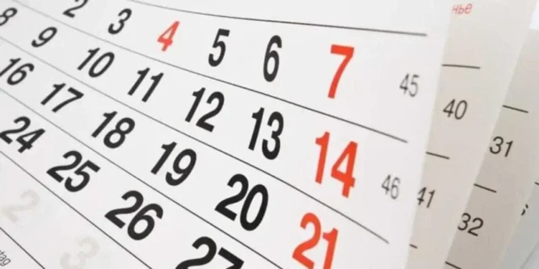 Calendario destacando los días 30 de abril y 1 de mayo en la provincia de Chubut