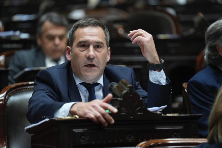 Diputado nacional Juan Pablo Luque en una conferencia de prensa