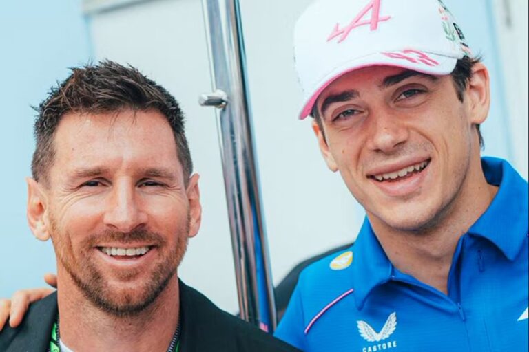 Franco Colapinto en el Gran Premio de Miami con Lionel Messi como testigo