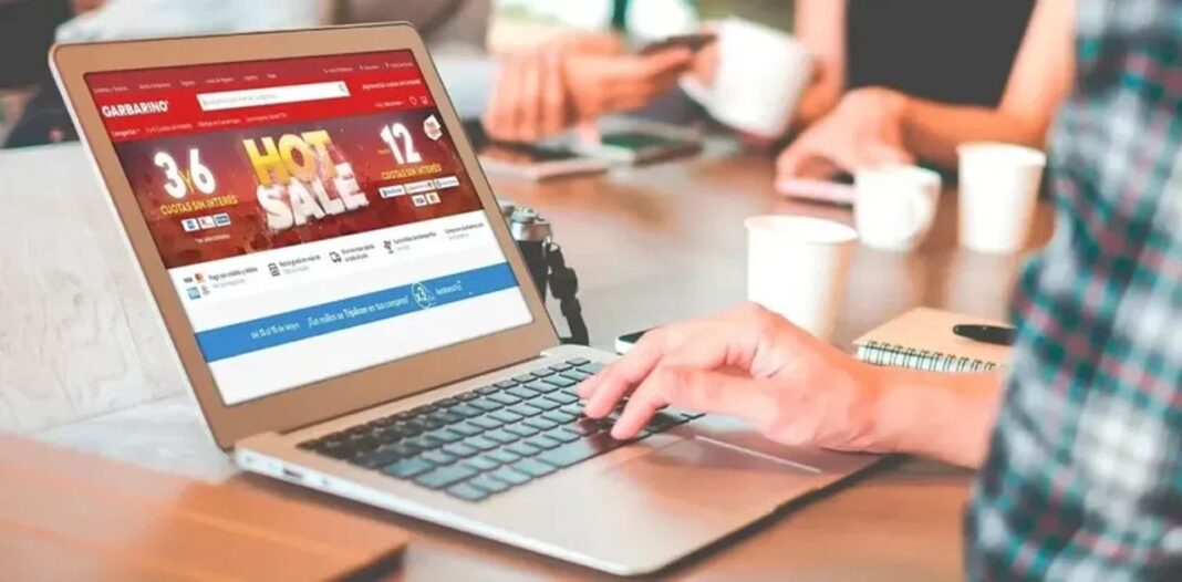 Logo del Hot Sale 2026 con fondo de compras online y mapa de Argentina destacando el interior