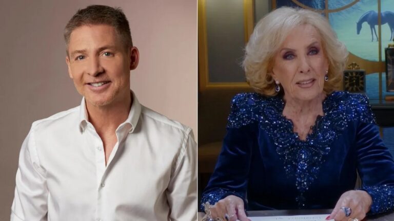 Mirtha Legrand en el programa La noche de Mirtha junto a Adrián Suar