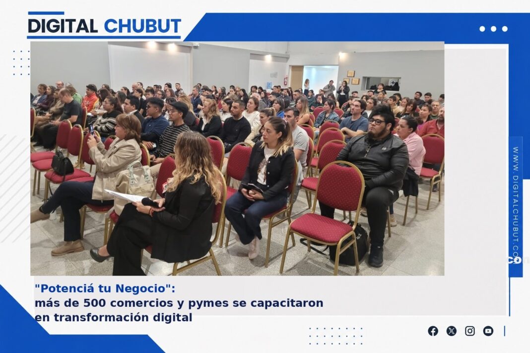 Participantes del programa Potenciá tu Negocio en una capacitación sobre transformación digital en Chubut
