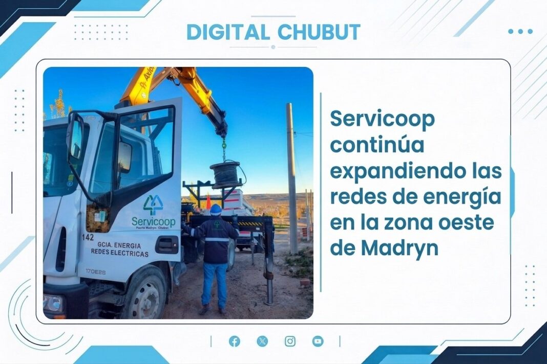 Obra de ampliación de redes eléctricas de Servicoop en zona oeste de Puerto Madryn