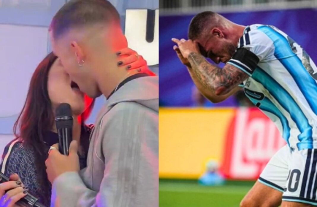 Camila Mayan y Lucas Sapoznik durante un beso en el programa Patria y Familia
