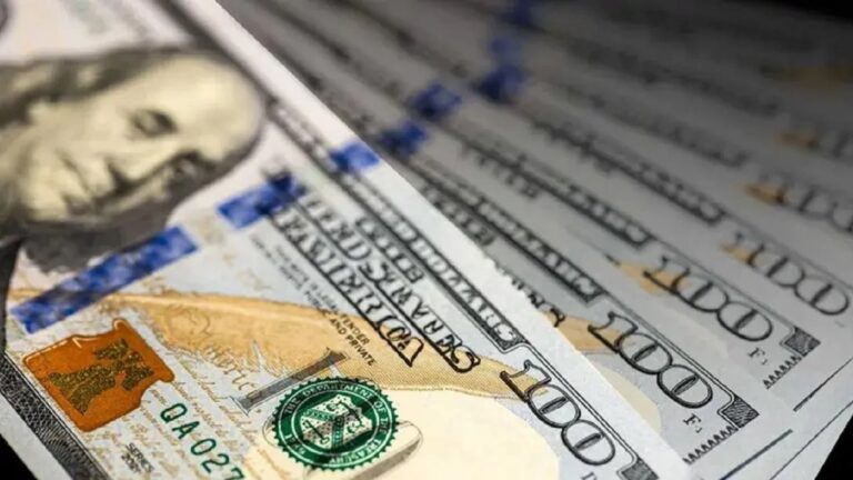 Billetes de dólar y de peso argentino sobre una superficie