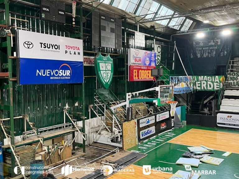 Obras en el estadio Socios Fundadores de Gimnasia y Esgrima de Comodoro Rivadavia