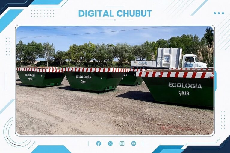 Contenedores de la campaña de limpieza en Puerto Madryn