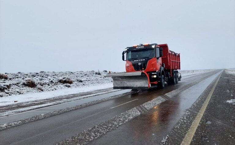 Mapa de rutas nacionales en Chubut con indicación del operativo invernal