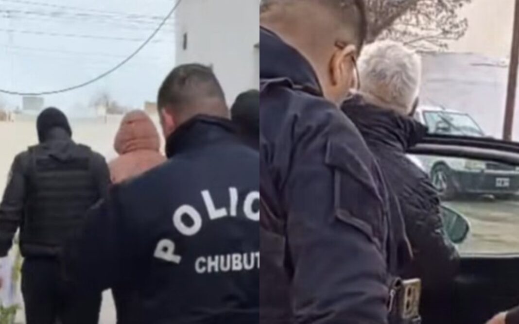 Policía de Chubut durante allanamiento en Puerto Madryn