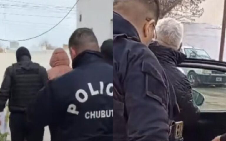 Policía de Chubut durante allanamiento en Puerto Madryn