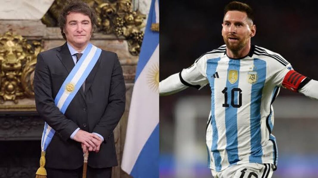 Javier Milei y Lionel Messi en un evento público