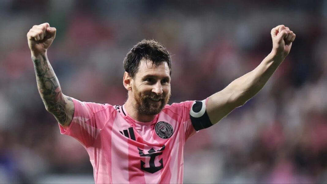Lionel Messi celebrando un gol con la camiseta de Inter Miami