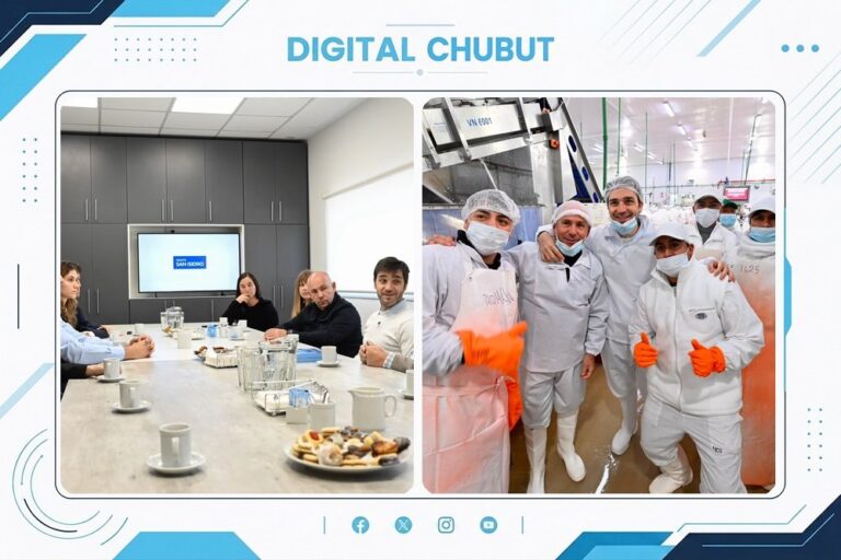 Recorrida de autoridades por la planta Greciamar en Puerto Madryn