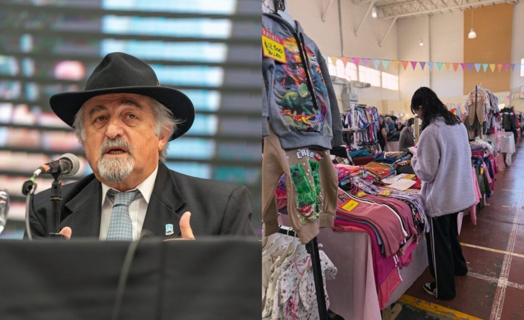 Othar Macharashvili recorriendo una feria en Comodoro Rivadavia